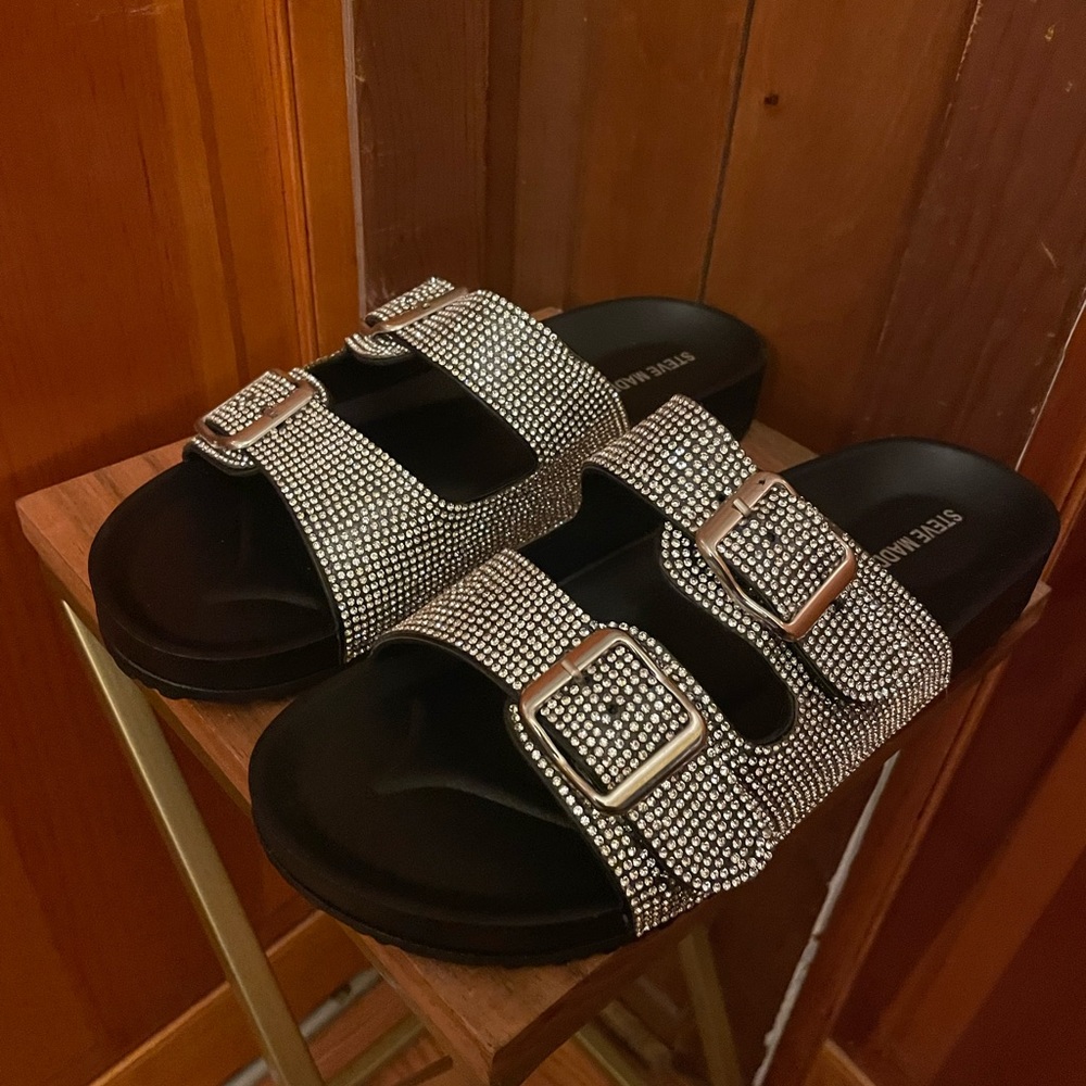Steve Madden "THRILLED RHINESTONE" slides